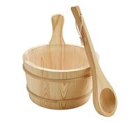 Kit de sauna de madera - Bucket 4L Sauna | Juego de cubo y cucharón de madera | Suministros de ducha a prueba de fugas | Herramientas de baño para Garden Hotel Outdoor Backyard Casa de vapor Access