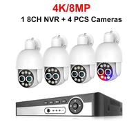 Kit de seguridad: sistema de cámaras IP 4K de 8 canales – Sistema de videovigilancia CCTV – Detección de personas con inteligencia artificial – Cámara PTZ (pan-tilt-zoom)
