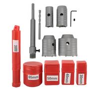 Kit de sierra para hormigón de 30 mm, 40 mm, 50 mm y 65 mm, sierra para mampostería con vástago SDS Plus, cortador de agujeros en paredes de acero de tungsteno para ladrillo,