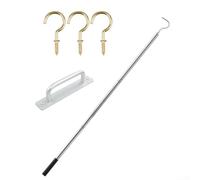 Kit de sistema de escalera retráctil para loft, barra de acero inoxidable con gancho y asa, ático que ahorra espacio para acceso al garaje del hogar y loft con juego de tornillos