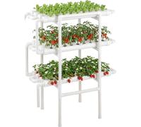 Kit de sistema hidropónico de cultivo, con 3 niveles y 108 espacios, fabricado con tubería de PVC. Incluye sistema de riego programable, tubos para bloquear la luz solar y adecuado para el cultivo de