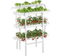 Kit de sistema hidropónico de cultivo, con 3 niveles y 90 espacios para plantas, fabricado con tubería de PVC. Incluye sistema de riego programable, tubos para bloquear la luz solar y adecuado para cu