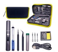 Kit de soldador inalámbrico de 11 piezas USB, pantalla digital portátil para bolígrafo de soldadura alimentado por batería para hacer joyas, empalme de alambre, aluminio de 100 mm (11 piezas)