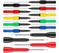 Kit de sonda trasera automotriz y sonda de aguja multímetro de 14 piezas, clavijas de sonda trasera de enchufe banana de 30 V, 4 mm, CAT II 600 V 10 A 2 mm, puntas de prueba aisladas, puntas de acero
