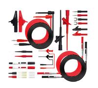 Kit de Sondas de Prueba con Banana 4 MM para Multímetro | Pinza Cocodrilo Eléctrica, Punta Fina para Cables y Terminales, Rojo Negro Plástico, Diagnóstico Automotriz