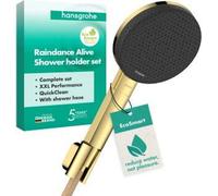 Kit de soporte para ducha hansgrohe Raindance Alive Select S, 125, 3jet, EcoSmart, con manguera de ducha textil Designflex de 160 cm, acabado dorado pulido