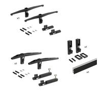Kit de soportes para 1 estante de madera, 1 módulo y 1 barra de colgar de longitud 1m zero, zamak, pintado color negro texturizado