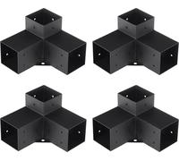 Kit de soportes para pérgola, 4"x4", tamaño interior 3.6"x3.6, 4 unidades. Soportes de esquina robustos de 3 vías para estructuras de madera, kit de base para postes, fácil instalación. Vigas de mader