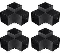 Kit de soportes para pérgola, 6"x6", tamaño interior 5.6"x5.6, 4 unidades. Soportes de esquina robustos de 3 vías para trabajos en madera, kit de base para postes, fácil instalación. Vigas de madera p