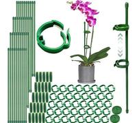 Kit de soportes para plantas Unyqoos®: 40 varillas de fibra de vidrio, 40 abrazaderas ajustables con sistema de engranajes, 25 extensiones y 2 rollos de cinta para plantas de 1x2 metros, apto para int