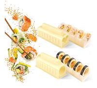 Kit de Sushi Euroxanty - Molde de Sushi Redondo y Corazón - Set de Sushi Roller Mold - Arroz Forma - Regalos para Principiantes DIY (Beige)