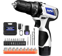 Kit de taladro atornillador inalámbrico compacto, con 18+1 niveles de torque, incluye cargador rápido y 2 baterías