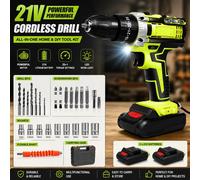 Kit de Taladro Atornillador Inalámbrico de Litio de 28V, Taladro Eléctrico Manual, Torque Máximo de 48, Juego de Herramientas Eléctricas de Doble Velocidad Amarillo y negro