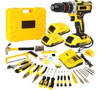Kit de taladro inalámbrico de 21 V, 45 Nm y mandril sin llave de 3/8 pulgadas, embrague 25+3, herramientas de bricolaje para el hogar de 120 piezas para batería Makita de 21 V 120 Pcs Drill Set
