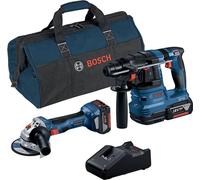 Kit de taladro percutor y amoladora angular, Bosch, 18V, 4Ah, modelos GBH 18V-22 y GWS 18V-7, incluye disco de 125mm