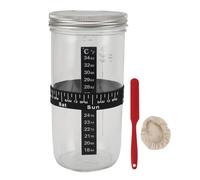 Kit de tarro de iniciación de masa madre, 34 oz de vidrio de masa madre, suministros para hornear pan con tapa, fecha, marca de alimentación, banda de termómetro, raspador de