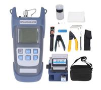 Kit de terminación de fibra Kit de herramientas de fibra, juego de conexión en frío de fibra con medidor de potencia óptica Comprobador de fibra óptica Cuchilla de fibra Pelador de fibra Pluma de luz