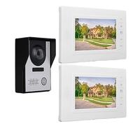 Kit de Timbre de Video Inalámbrico 7 Pulgadas, Videoportero con Intercomunicador Bidireccional TFT y 2 Monitores para Seguridad Doméstica