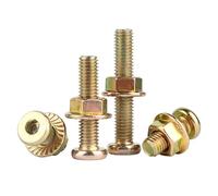 Kit de tornillos hexagonales y tuercas con brida de cabeza redonda plana M6 galvanizados, juegos 20/50, pernos Allen galvanizados Tornillos de fijación(M6*25 [50 sets])