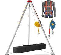 Kit de trípode VEVOR para espacios reducidos, con cabrestante de 544 kg, trípode para espacios reducidos con patas de 2,13 m y cable de 30 m, sistema de rescate para espacios confinados con línea de s