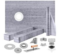 Kit de umbrales para ducha VEVOR, 96,5 x 152,4 cm, alfombrilla impermeable para umbral de ducha con borde de PVC de 10,2 cm, tejido de acero inoxidable de 10,2 cm, 2 umbrales de ducha cortables y espá