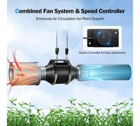 Kit de ventilación de 100 mm, con una capacidad de 360 m³/h, motor EC, filtro de carbón activado, ideal para cultivos en tiendas de cultivo y invernaderos