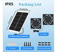 Kit de ventilador con panel solar de 10W, que un ventilador de CA adecuado para gallineros pequeños, invernaderos, cobertizos, de mascotas y sistemas de escape de ventanas