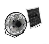 Kit de ventilador solar portátil de 10 W, recargable por USB, ventilador de suelo y mesa de 8 pulgadas con panel solar para acampar al aire libre, remolque, caravana, uso en invernadero, flujo de aire