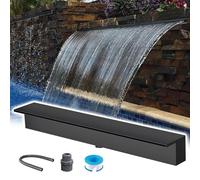 Kit de vertedero de Cascada con tubería corrugada para Exteriores, vertedero de Cascada de Acero Inoxidable Personalizable para Piscinas de Patio Trasero, cascadas de Pared de 41 Pulgadas co
