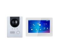 Kit de Videoportero - Tecnología 2 hilos y PoE - Incluye Placa, Monitor, Hub 2 hilos y soporte - App Móvil con P2P - Montaje en superficie