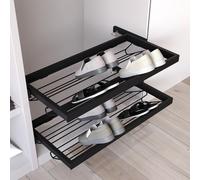 EMUCA - Kit de Zapatero metálico y Bastidor de guías Cierre Suave para Armario, Regulable, módulo 900mm, Negro Texturizado