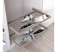 EMUCA - Kit de Zapatero metálico y Bastidor de guías Cierre Suave para Armario, Regulable, módulo 600mm, Gris Piedra