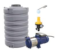 Kit depósito agua Telcom 1000L con bomba eléctrica Leporis 1,2 HP, Presscontrol 1,5 bar, flotador