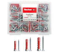Fischer Kit Duopower, tacos para pared con tornillo, pladur y hormigón, caja transparente 80 uds