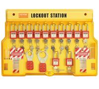 Kit eléctrico de bloqueo y etiquetado VEVOR, estación de seguridad de 60 piezas que incluye candados, pestillos, sujetadores, bridas de nylon, kit de expansión y placa para la estación de bloqueo