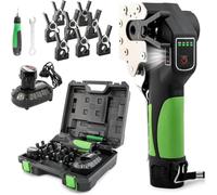 Kit Herramienta Abocardado Eléctrica Inalámbrica Profesional, Motor Todo Cobre 45° Excéntrico, 8 Pinzas para Tuberías HVAC Aire Acondicionado Refrigeración, Operación Rápida 1 Mano y Luz LED