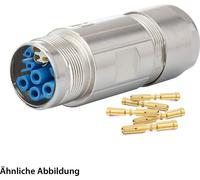 KIT HUMMEL que incluye conectores M23 para acoplamiento híbrido, con terminal de crimpado recto, número de polos 3+4+4+PE, y conector hembra con rango de conexión
