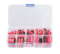 Kit Interruptor DIP Surtido 45 Uds 2,54mm PCB Montable On Off DIL Deslizante Tipo Rojo para Placas de Pruebas de Circuito