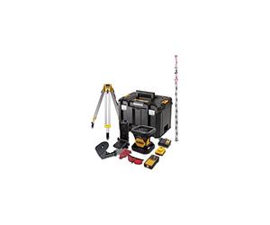 KIT.Láser Rotativo ROJO con batería 18V 2.0Ah. Alcance 45/457m. Incluye detector, cargador batería, soporte, gafas, tarjeta magnética, caja TSTAK+TRIPODE+REGLA - Unid: 1
