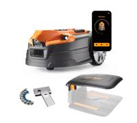 Kit LawnMaster AMD18i-800 Plus Value - Cortacésped robótico MX 24 V con visión artificial y carga automática, controlable mediante aplicación, con estación de carga, cubierta protectora y cuchillas de