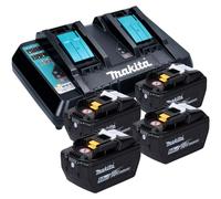 Kit Makita Power Source de 18 V con 4 baterías BL 1890 de 9,0 Ah + cargador rápido doble DC 18 RD