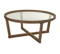 Kit Mesa De Centro De Madera Y Cristal Marron 100x100x43,5cm, El mejor complemento para tu hogar