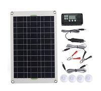 Kit Panel Solar, 50W 30A 12V 24V Portátil de Silicio Monocristalino Panel de Energía Solar con Controlador, Suckers, Alta Tasa de Conversión de Panel Solar para RV Marina
