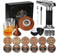 Kit para ahumar whisky, incluye linterna - 6 tipos de virutas de madera - 2 vasos - 6 piedras - Kit para infusionar cócteles con humo - Para bebidas clásicas