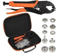 Kit para aplicar botones a presión, un conjunto de herramientas robusto con tornillo ajustable, 140 botones a presión, herramienta de perforación y 3 moldes para tela y cuero