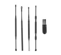 Kit para Eliminar Cerumen del Oído de Acero Inoxidable Negro | Mango Antideslizante, Herramienta Giratoria 360° de Doble Punta, Fácil de Limpiar, para Uso Doméstico
