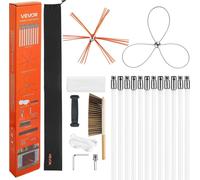Kit para limpieza de chimeneas, cepillo para chimeneas extensible hasta 12 metros de longitud máxima, limpiador de chimeneas con dos cabezales de cepillo, cepillo y gafas de protección, herramienta pa