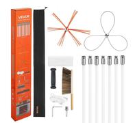 Kit para limpieza de chimeneas, cepillo para chimeneas extensible hasta 7 metros de longitud máxima, limpiador de chimeneas con dos cabezales de cepillo, cepillo y gafas de protección, herramienta par