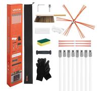 Kit para limpieza de chimeneas, cepillo para chimeneas extensible hasta 8 metros de longitud máxima, kit de limpieza de chimeneas con repuestos de cerdas y gafas de protección, herramienta flexible de