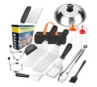 Kit para parrilla de exterior, kit de herramientas de barbacoa de acero | inoxidable resistente, utensilios de cocina de acero portátiles y robustos para verduras, camping, jardín, gambas y carne